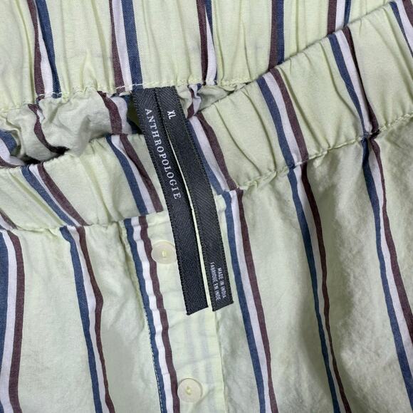 Anthropologie Strapless Crop Boxer Top and Skirt Set XL Green Striped Beachy - Picture 11 of 16